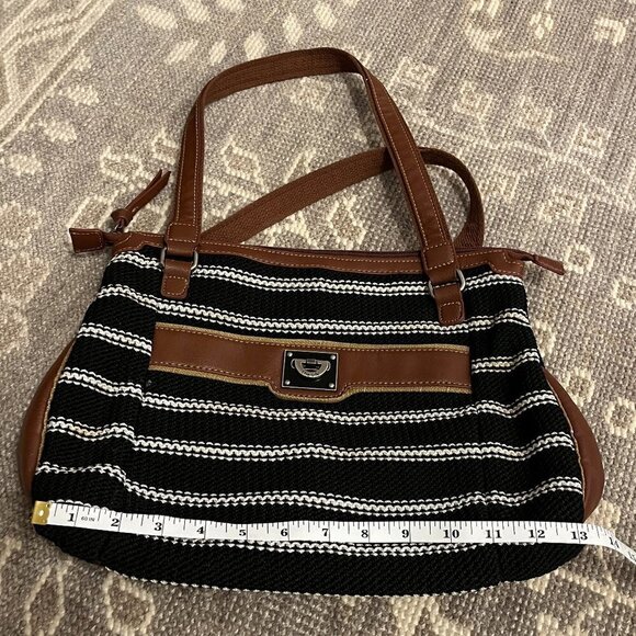 The Sak woven tote purse black white striped leather - Picture 9 of 12